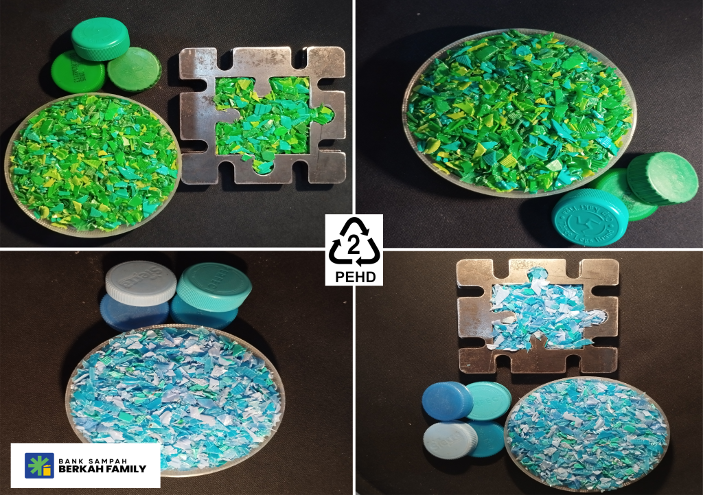 cacahanplastik, daurulang, tutupbotol, HDPE, banksampah, ganci, gantungankunci, kreatif, estetik